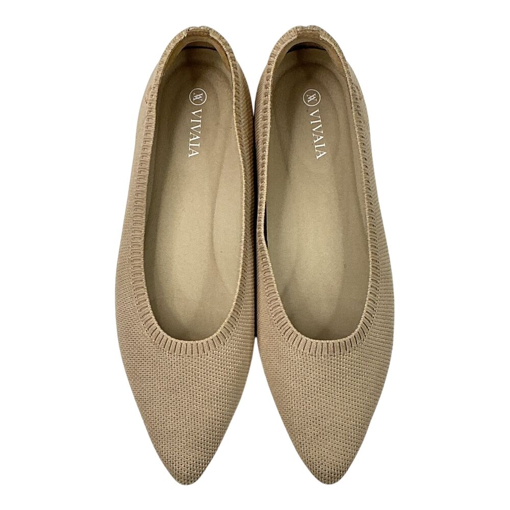 VIVAIA Women's Aria Pointed-Toe Ballet Flats Women's Size 8.5 Almond Beige - Picture 3 of 16